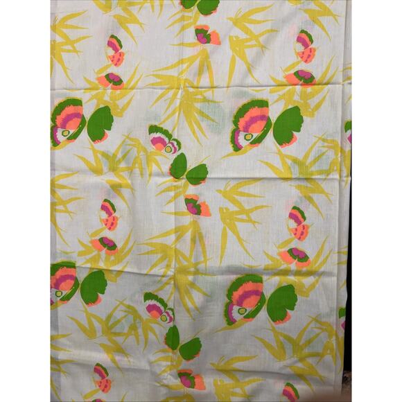 Vtg‎ Fabric Retro Mod Butterfly Neon Yellow Pink Green 45"x 54" Vibrant Bright - Picture 1 of 4